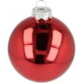 Floristik24 Kalėdų eglutės kamuolys, eglutės papuošimai, kalėdinis rutulys raudonas H8,5cm Ø7,5cm tikras stiklas 12vnt