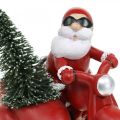 Floristik24 Dekoratyvinė Kalėdų Senelio figūrėlė ant motociklo su egle 19,5×13×16 cm