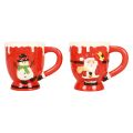 Floristik24 Kalėdiniai puodeliai puodelis Kalėdų senelis keramikinis 10,5cm 2vnt