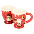 Floristik24 Kalėdiniai puodeliai puodelis Kalėdų senelis keramikinis 10,5cm 2vnt