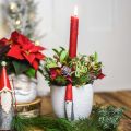 Floristik24 Kalėdinis puodas su nykštuku, advento puošmena, betoninė vazonė balta, raudona Ø8cm A12,5cm 2vnt.