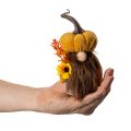 Rudens figūrėlė moliūgas gnomas su saulėgrąža ir barzda 16cm 2vnt. | Floristik24.lt