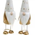 Floristik24 Gnome dekoravimo figūrėlė Kalėdų balta, auksinė 6,5cm A28cm 2vnt