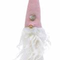 Floristik24 Gnome galvutė pakabinama 45cm rožinė/pilka 2vnt