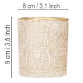 Stiklinė žvakučių laikiklis su Paisley raštu, Ø8cm, aukštis9cm, 2 vnt. | Floristik24.lt