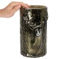 Stiklinė žvakutė su elnio galvos ir medžio reljefais, žiemos dekoracija, 26 cm | Floristik24.lt