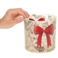 Stiklinė žvakidė su raudonu kaspinu ir žiemos šakelėmis, 15 cm | Floristik24.lt