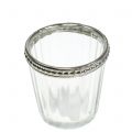 Floristik24 Senovinis arbatos žvakidės stiklas su metaliniu apvadu Ø6cm H6cm 4vnt