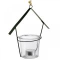 Floristik24 Žibintų namelis, arbatinės žvakutės laikiklis pakabinimui, metalinė apdaila, stiklas H21,5cm 2vnt