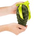 Dekoratyviniai kankorėžiai kabinimui, pūkuotiniai kankorėžiai su juostele ir kaspinu, 18 cm, 3 vnt. | Floristik24.lt