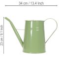 Vintažinė metalinė laistytuvė patalpoms, mėtinės žalios spalvos, 1,7 l, dekoratyvinė vaza, retro dizaino, aukštis 23 cm | Floristik24.lt