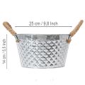 Apvalus cinko dubuo su virvinėmis rankenomis Ø25cm, aukštis14cm | Floristik24.lt
