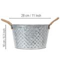 Apvalus cinko dubuo su virvinėmis rankenomis Ø28cm, aukštis16cm | Floristik24.lt
