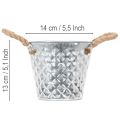 Cinko puodas su virvinėmis rankenomis Ø14,5 cm, aukštis13 cm | Floristik24.lt