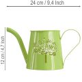 Dekoratyvinė metalinė laistytuvė, kiaulpienės rašto, žalia, 12 cm aukščio, 2 dalys, dekoratyvinė vaza, shabby chic stiliaus | Floristik24.lt
