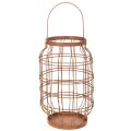 Floristik24 Sodo žibintas, metalinis, rūdžių spalvos, rankena, vintažinis, Ø19,5 cm