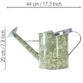 Metalinis laistytuvas, vintažinio stiliaus, žalios ir sidabrinės spalvos su gėlių raštu - dekoratyvinis vazonas, Ø18cm | Floristik24.lt