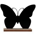 Floristik24 Stalo apdaila medžio apdaila drugelis juodas natūralus 12cm 6vnt