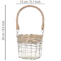 Kabančio žibinto dekoracija, metalas, stiklas, gluosnis, Ø13cm, aukštis12cm, 2 vnt. | Floristik24.lt